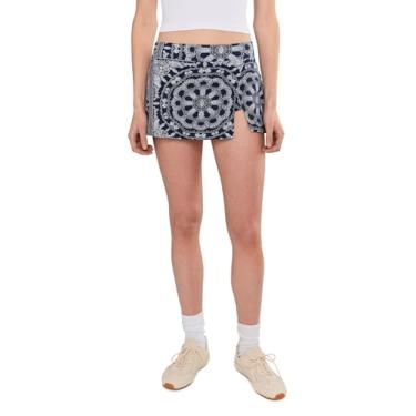 Imagem de Free People Minissaia feminina estampada Hot Shot, Combo bandana azul-marinho, P