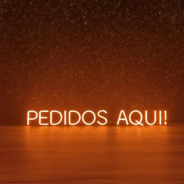 Imagem de Luminária Placa Painel Neon Led - Pedidos Aqui! 80 X 10cm A Escolher Bivolt (Laranja)
