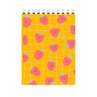 Imagem de Caderno Espiral com Estampa de Morangos, Design Kawaii, Grade Rosa, Capa Decorativa (4, Amarelo)