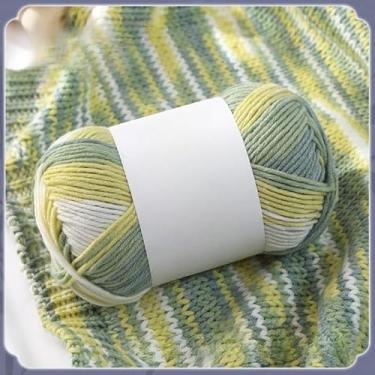 Imagem de Bolas de fio de algodão tingido gradiente com 6 camadas - fio de peso médio a volumoso para tricô e crochê à mão, colorido macio (branco + verde + amarelo)