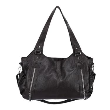 Imagem de SUNGOOYUE Bolsa Tote, Bolsa Mensageiro de Ombro Simples de Couro Pu Elegante de Grande Capacidade Com Alça Ajustável para Uso Diário Feminino (Cor Café)