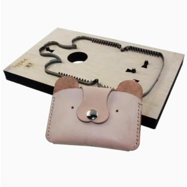 Imagem de YJIUYUANQ Mini carteira em formato de cachorro, molde de corte de couro, 120 x 87 mm, cortador de corte de matriz artesanal, molde de gravação de chaveiro