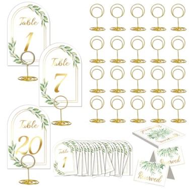 Imagem de Números de mesa de casamento 1-20 com suportes e placas reservadas de mesa, 20 cartões de lugar para recepção de casamento, aniversário, festa de aniversário