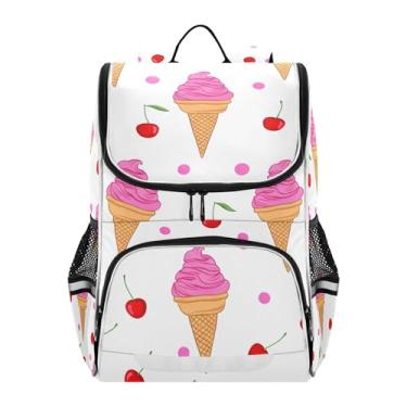 Imagem de Joisal Girls Backpack for Kids Lightweight Back to School Bags Kawaii Colorful Bookbags Elementary Ages 6-12 Funny Backpacks Boys Pink Ice Cream Cherries White