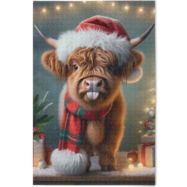 Imagem de Quebra-cabeça personalizado de vaca Highland Highland para adultos, 500 peças, presentes tecnológicos para amantes, quebra-cabeça de família, arte paisagística, 52 cm x 37,8 cm