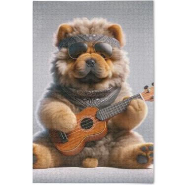 Imagem de Quebra-cabeça fofo de cachorro Chow Chow personalizado para adultos, 500 peças, presentes de festa de elefante branco, quebra-cabeças de cenários de inverno, arte de paisagem, 52 x 37,8 cm