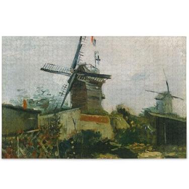 Imagem de Quebra-cabeça personalizado Vincent Vangogh Mill 500 peças para adultos decoração de casa arte natureza quebra-cabeças elefante branco presentes engraçados, 52 cm x 37,8 cm