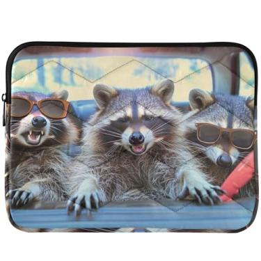 Imagem de Capa para notebook com estampa de animais guaxinins engraçados para MacBook Pro, capa protetora para laptop de 13 a 14 polegadas, universal