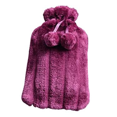 Imagem de Bolsa de Água Quente com Tanque Interno Borracha e Grande Porta Injeção Capa Pelúcia Alta Temperatura À Prova Vazamentos Dissipação Lenta Calor para A