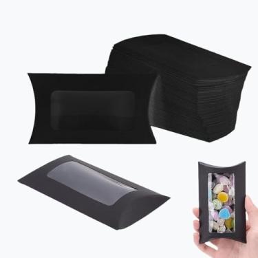 Imagem de Caixas de presente de travesseiro, caixas de papel para presentes, aniversário, festa de casamento, embrulho (janela preta)