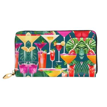 Imagem de XLLingL Carteiras de cartão de crédito impressas, bolsas longas de couro femininas, carteiras com zíper, carteira de viagem simples