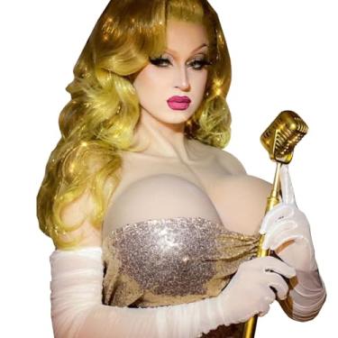 Imagem de ALZRGORA Peitoral de silicone para seios falsos forma copo C-G para crossdresser Drag Queen, Creme, C Cup Cotton Filler