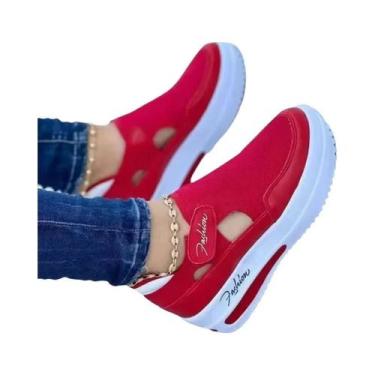 Imagem de Tênis De Plataforma Femininos Em Lona, Calçados Casuais Esportivos, Tê