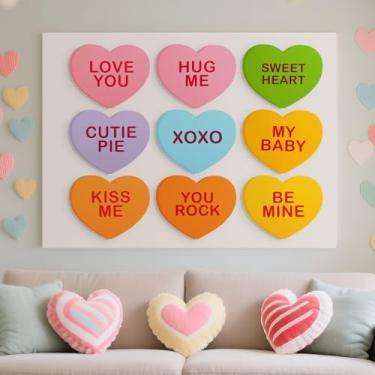 Imagem de Fiwochic 9 peças grande coração dos namorados placa de madeira 17,8 cm conversa corações decoração para parede sinal em forma de coração para dia dos namorados decoração de mesa casa quarto decoração