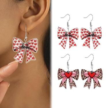 Imagem de Brincos de acrílico com laço pendentes de dia dos namorados, presentes adoráveis para mulheres, esposa, moda, joias engraçadas, festa de casamento, one size, Acrílico, Sem pedra preciosa