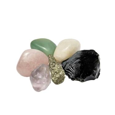 Imagem de Kit 6 Cristais Naturais Proteção e Boas Energias – Pedras Obsidiana Negra Ametista Pirita Quartzo(2)