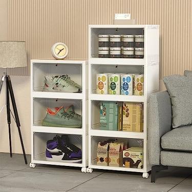 Imagem de Caixas de armazenamento de sapatos caixas de sapatos empilháveis transparentes, estojo organizador de armazenamento de tênis de plástico, recipientes grandes para sapatos, com roda Vientiane (Cor