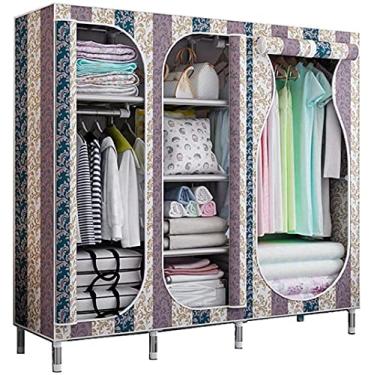 Imagem de U5GAAALPPQ9 Guarda-roupa de planta grande portátil 1 porta guarda-roupa montagem suporte de metal guarda-roupas caixas de mudança 168 45 145 cm cabideiro de roupas (cor: D Tamanho: 168 45 145 cm) (F