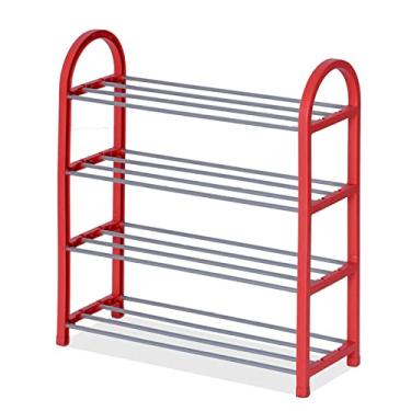 Imagem de Sapateira de armazenamento de 4 níveis organizador de sapatos de entrada armazenamento de sapatos multifuncional prateleira de torre de sapatos economiza espaço e fácil de montar organizador de