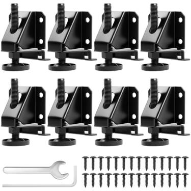 Imagem de MABCIRY 8 peças de pés de nivelamento ajustáveis, niveladores de perna de móveis resistentes, niveladores de móveis antiderrapantes com almofadas que não danificam, parafusos e porcas de segurança