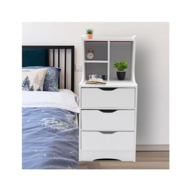 Imagem de Mesa de cabeceira para quarto, mesa de cabeceira moderna com unidade de armazenamento de 3 gavetas (1)