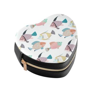 Imagem de Burbuja Caixa de joias moderna em forma de coração, mini estojo de joias de viagem para mulheres e meninas, organizador portátil de armazenamento para brincos, anéis, colares e pulseiras