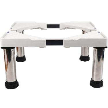 Imagem de Suporte de arruela 28 de largura carga universal 399.2 kg/400KG suporte de geladeira lavadora e secadora pedestal carrinho de rolo móvel com rodas para aumento de 9,9-24,9 cm de altura, branco 4 pés