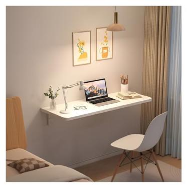 Imagem de Mesa de parede dobrável de parede, mesa dobrável montada na parede com economia de espaço, mesa de parede de madeira para lavanderia para pequenos espaços, escritório em casa, garagem, cozinha no