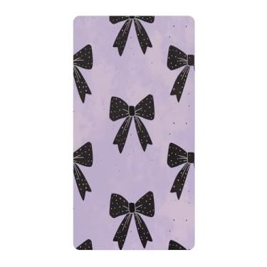 Imagem de Blueangle Lençol de berço padrão para berço infantil - Lençóis de algodão macio e respirável com laços pretos (30)