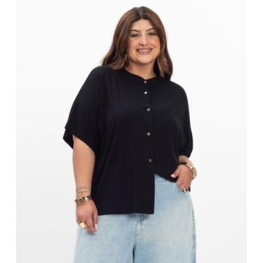 Imagem de Camisa Manga Curta Feminina Plus Size Secret Glam Preto, Plus G4, Pret