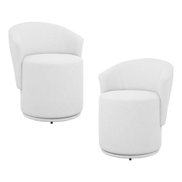 Imagem de Kit 02 Poltronas Orgânicas Living Mavi Fixa Bouclê Cinza Claro - Desk Design