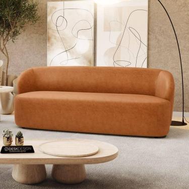 Imagem de Sofá Orgânico Living Leez 205cm 03 Lugares Couríssimo Caramelo - Desk Design Cor Caramelo