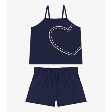 Imagem de Conjunto Infantil Blusa e Shorts Menina Select Azul, 8, Azul