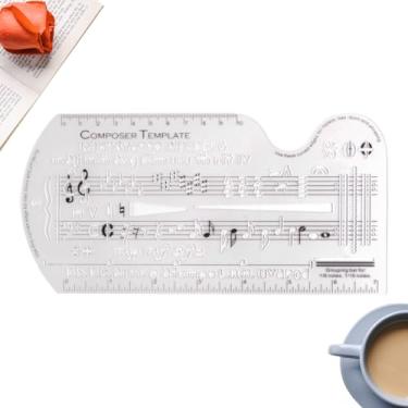 Imagem de Estêncil de modelo para compositor de música | Régua de desenho de equipe de música - Símbolos de esboço de música, ferramenta de régua, acessórios de estêncil para redação de anotações da equipe de