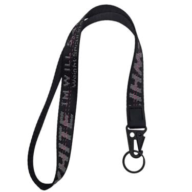 Imagem de YuCool Cordão de pescoço longo, cordão de crachá de identificação para mulheres e homens, crachá de identificação e porta-carteira, apitos (preto)