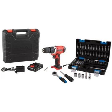 Imagem de Kit Furadeira e Parafusadeira Mondial a Bateria  - Power Tools PF-09M 