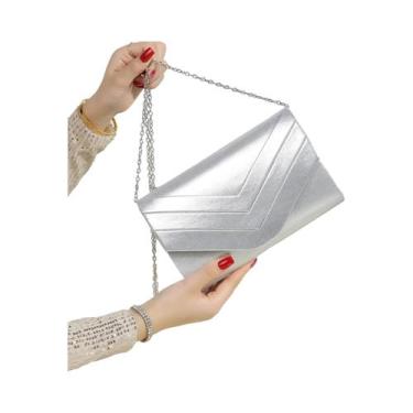 Imagem de Bolsa de Noite Elegante em Veludo com Corrente - Bolsa de Luxo Quadrad