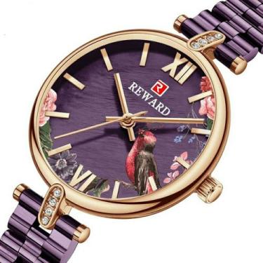 Imagem de kit 2 Relogios Feminino analogico fashion RD21011L - Reward, Roxo c/ d