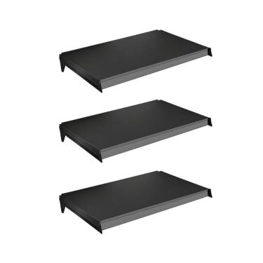 Imagem de Kit 3 Bandejas Prateleiras 40x73 P/gôndola New Plus Preta Porta Etiquetas Cinza - SA Gô...