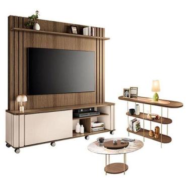 Imagem de Estante Home Theater Trinus Com Mesa De Centro Sky Com Tampo De Vidro 