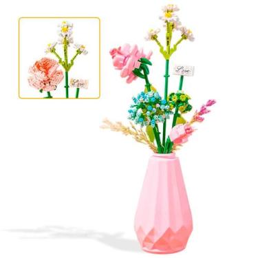 Imagem de Buquê De Flores Blocos De Montar Decorativo Estocasa Amarelo Rosa, Ros