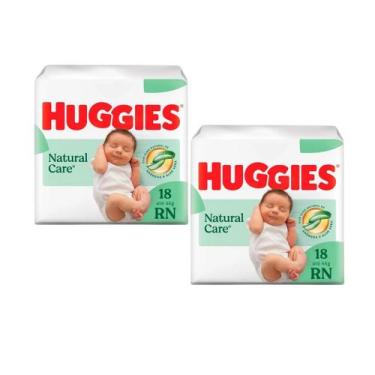 Imagem de Fralda huggies natural care RN recém nascido com 2 pacotes