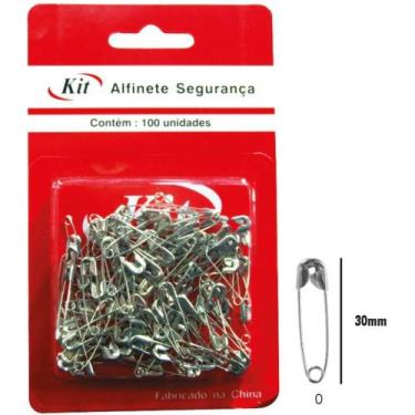 Imagem de Alfinete Segurança Nº 0 AÇO Niquelado com 100 Unidades - KIT