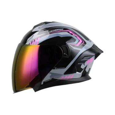 Imagem de Capacete Retro Unissex Leve Para Motocicleta Com Dupla Lente E Visor S