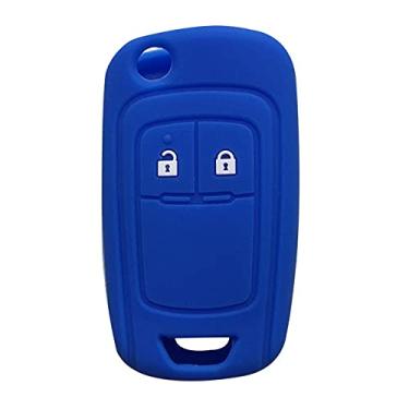 Imagem de YJADHU Capa protetora de borracha com chave remota para carro, adequada para Opel Astra J Corsa D Zafira C Mokka Insignia Cascada Karl Adam Meriva, azul