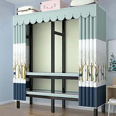 Imagem de LTLJX Armários dobráveis, organizador portátil de pano para guarda-roupa, com tecido coberto e haste para pendurar, rápido e fácil de montar, D, 150 x 45 x 175 cm