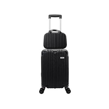 Imagem de Mala de Viagem Bordo Expansiva Avião com Frasqueira Rígida 4 Rodinhas Dupla 360° Abs Cor:Preto;tamanho:PP