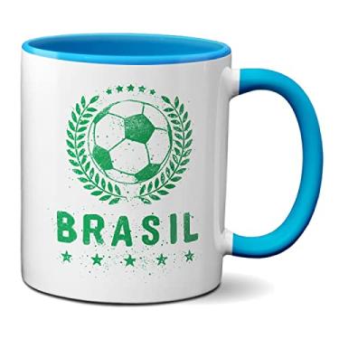 Imagem de Caneca Futebol Brasileiro Jogo Do Brasil Bola De Futebol (Azul)