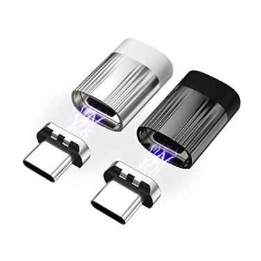 Imagem de Adaptador magnético USB C (pacote com 2) conector tipo C suporta USB PD 120W Carregamento rápido e transferência de dados de 480 MB/s, compatível com telefones celulares USB-C, laptops e tablets