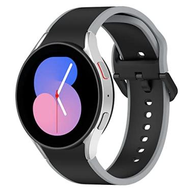 Imagem de Compatível com Galaxy Watch 5 de 40 mm, 44 mm/5 Pro de 45 mm, para Galaxy Watch 4 de 40 mm, 44 mm, para Galaxy Watch 4 Classic, 42 mm, 46 mm, pulseira esportiva de silicone macio para mulheres e homens, cinza-preto